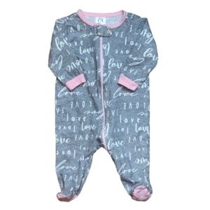 Gerber Baby Girl’s “Love” Full Zip Footie Size 0-3 Months
